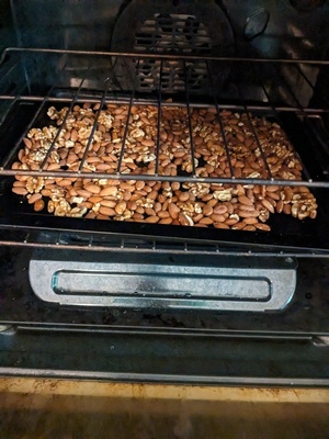 Nuts in an oven